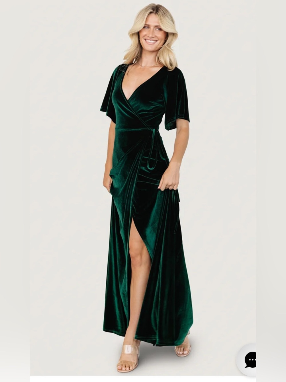Baltic Born Deep Green/Blue Velvet Wrap Maxi Dress
